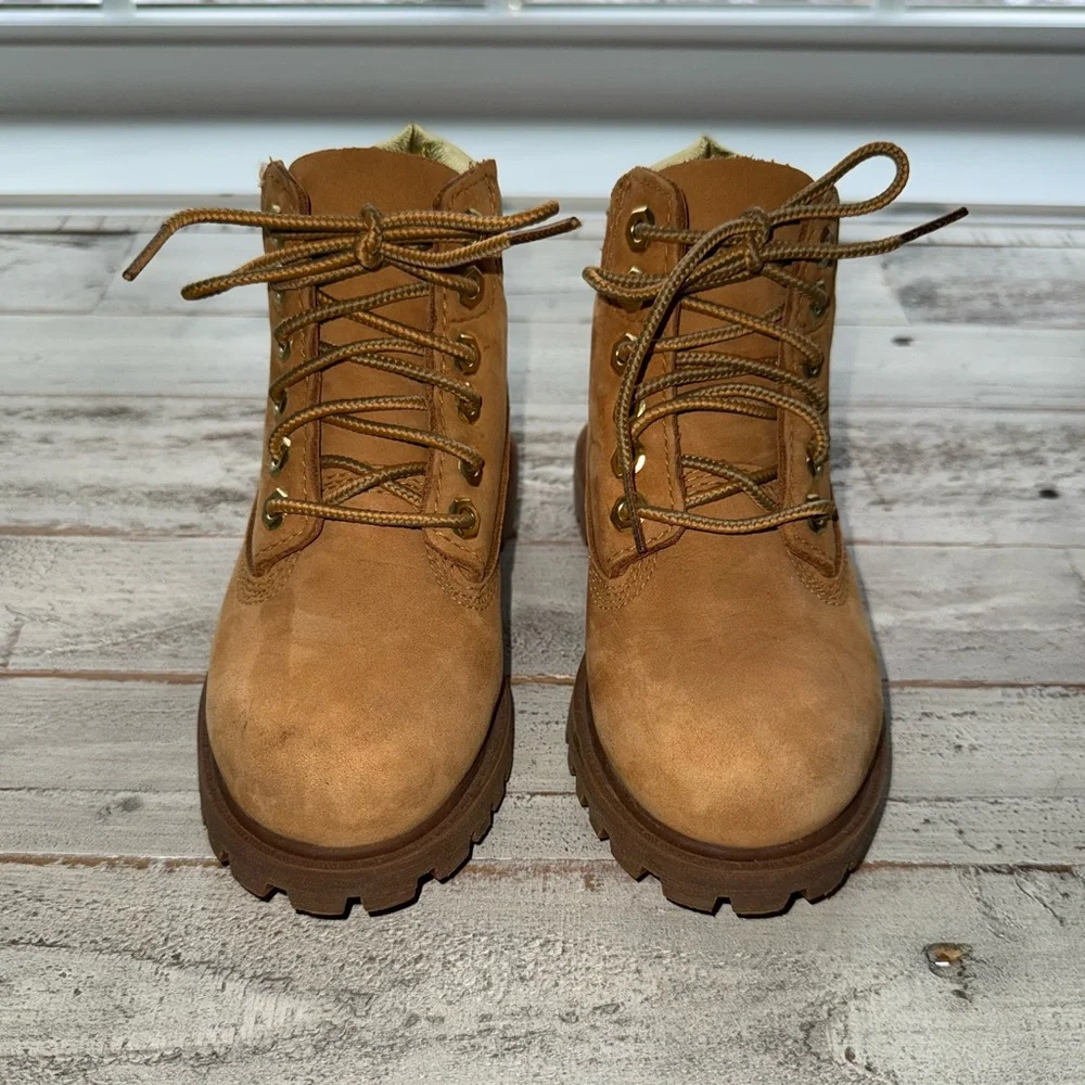 Timberland Kids Tan and Gold Leather Boots